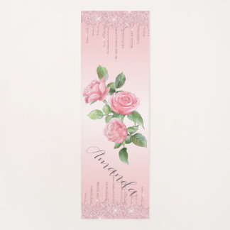 Esterilla De Yoga Roses rosados, fondo rosado y Purpurina rosado