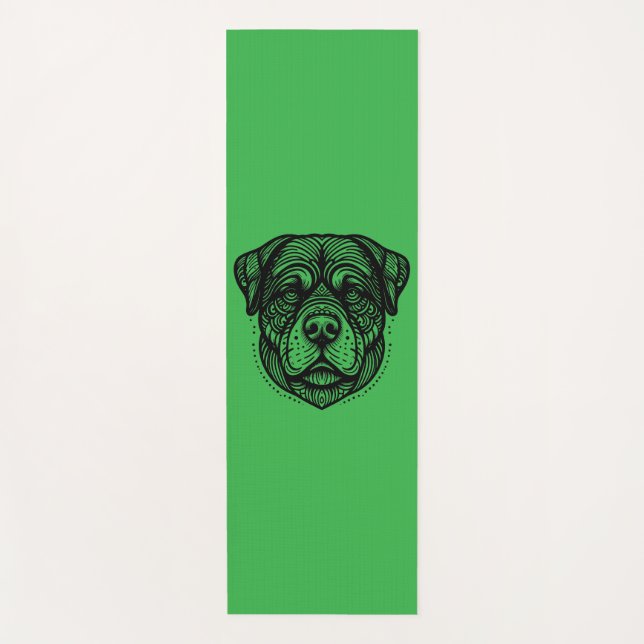 Esterilla De Yoga Rottweiler Dog Face Line Art (Anverso)