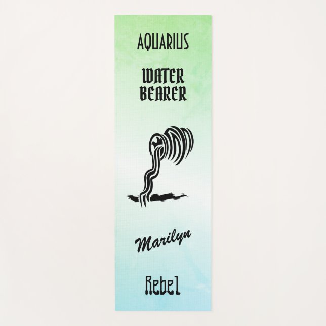 Esterilla De Yoga Rótulo y símbolo acuario zodiaco (Anverso)