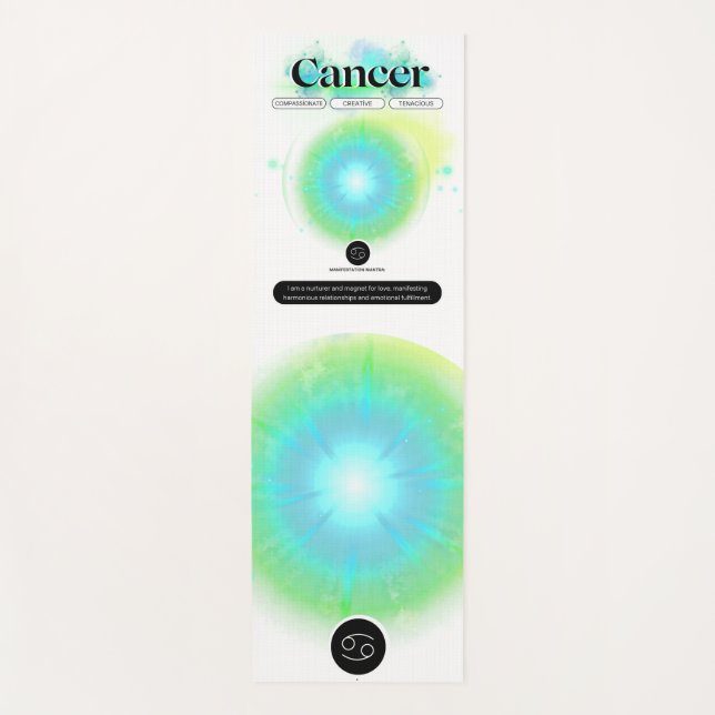 Esterilla De Yoga Rótulo Zodiaco moderno Cáncer Cita Elemento Agua (Anverso)