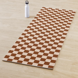 Esterilla De Yoga Rust brown and beige checkerboard pattern
