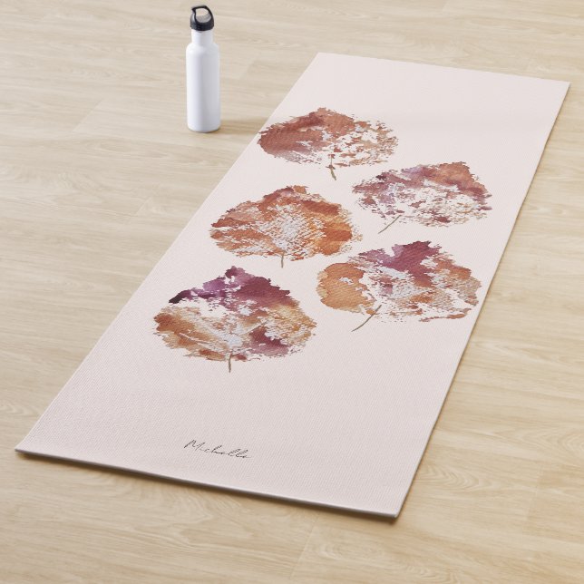 Esterilla De Yoga Rustic Autumn Falling Leaves Watercolor Art (In situ)