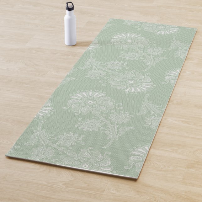 Esterilla De Yoga Sage Gray Green Floral Lace (In situ)