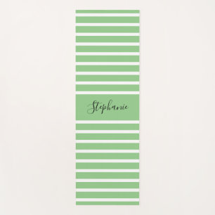 Esterilla De Yoga Sage Green White Stripes Patterns Nombre personali