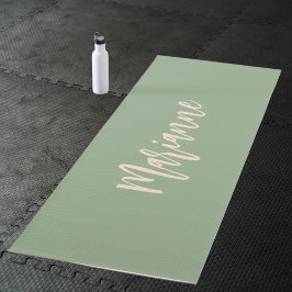 Esterilla De Yoga Sage verde melocotón nombre personalizado script