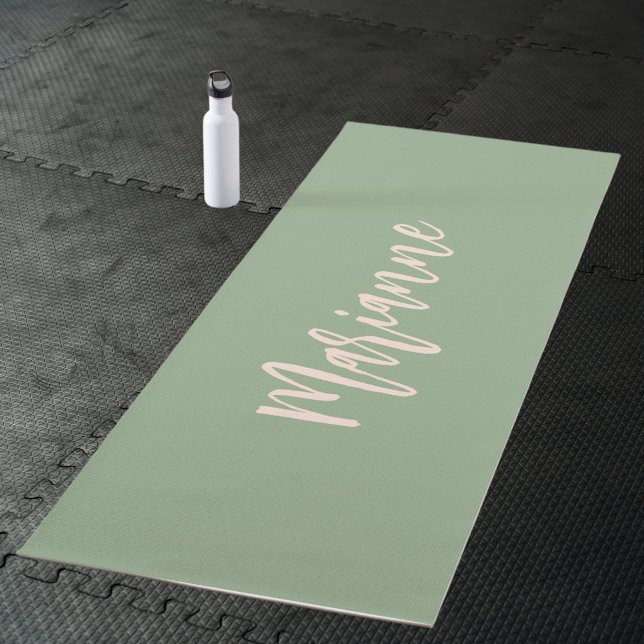 Esterilla De Yoga Sage verde melocotón nombre personalizado script (Subido por el creador)