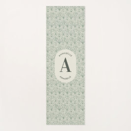 Esterilla De Yoga Sage Verde Personalizado Monograma Art Déco Elegan