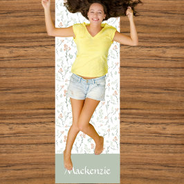 Esterilla De Yoga Sage Watercolor Wildflower Floral Custom Name