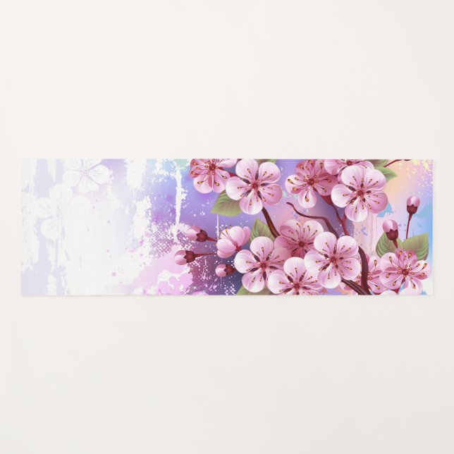 Esterilla De Yoga Sakura rosa sobre fondo de pintura (Anverso (horizontal))