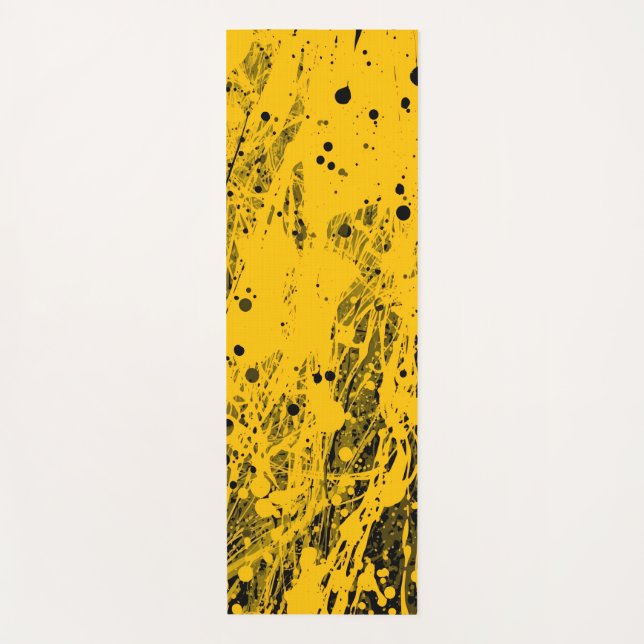 Esterilla De Yoga Salpicaduras de pintura negra y amarilla (Anverso)