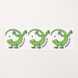 Esterilla De Yoga Saludos felices de gecko verde lindo con personali