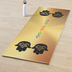 Esterilla De Yoga Sanskrit Chakra Om Hamsa Gold Metallic