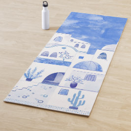 Esterilla De Yoga Santorini Greece Watercolor
