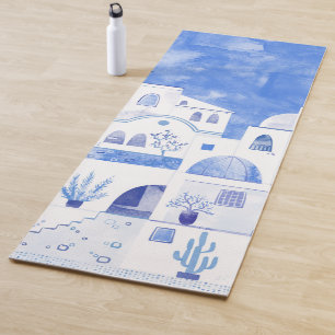 Esterilla De Yoga Santorini Greece Watercolor