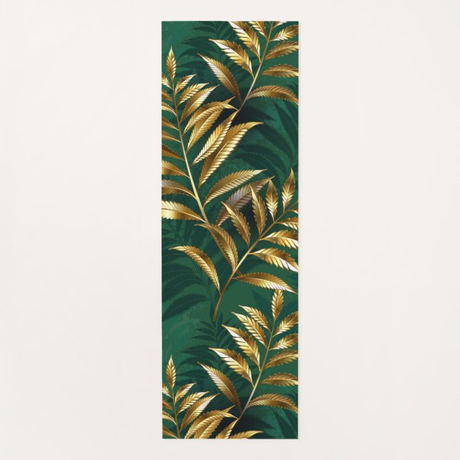 Esterilla De Yoga Seamless pattern with golden ferns (Anverso)