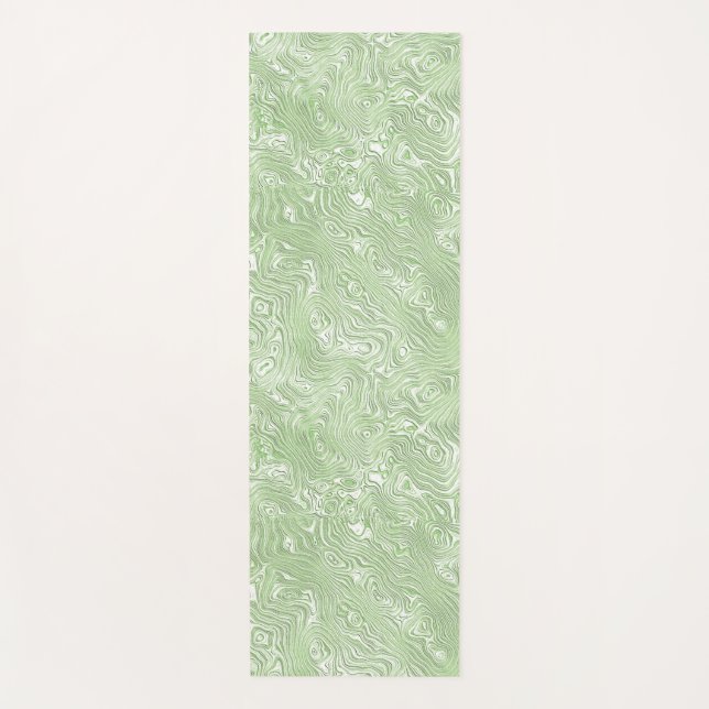 Esterilla De Yoga Seda Moire Pequeño Patrón en Verde Lima (Anverso)