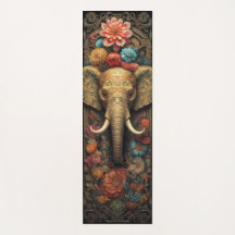 Serenidad elefante Carpintería con flores
