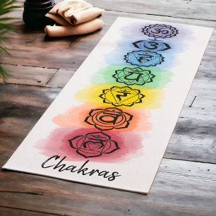 Esterilla De Yoga Siete diseños de Chakra con opciones de texto Pers