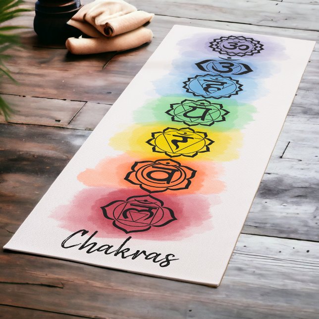 Esterilla De Yoga Siete diseños de Chakra con opciones de texto Pers (Subido por el creador)