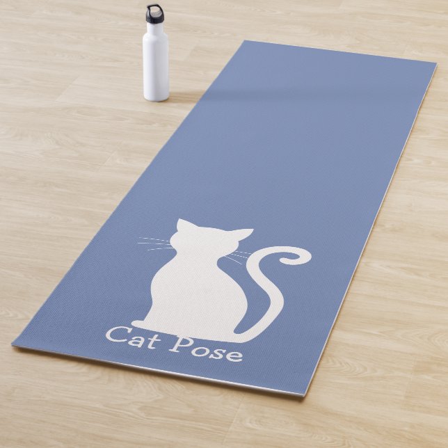 Esterilla De Yoga Silhouette Cute Blue Cat Modern (In situ)
