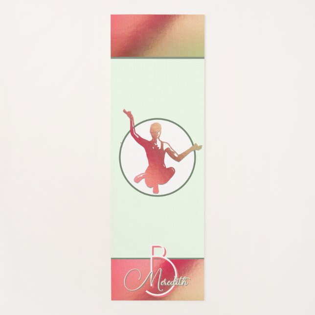 Esterilla De Yoga Silhouette de yogui rosa brillante brillante (Anverso)