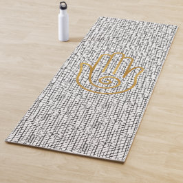 Esterilla De Yoga Símbolo de mano de Hamsa dorada sobre el patrón ne