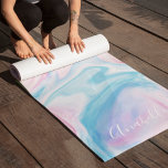 Esterilla De Yoga Símbolo de Om de Marble Swirls<br><div class="desc">Hermoso diseño de remolinos de mármol de colores pastel con un símbolo Om y su nombre o texto personalizado.</div>