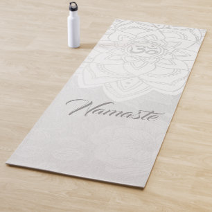 Esterilla De Yoga Símbolo de OM Mandala blanca y plateada del instru