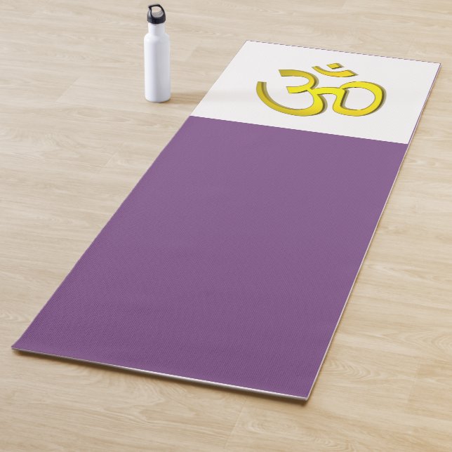 Esterilla De Yoga Símbolo Golden OM meditación de yoga púrpura (In situ)