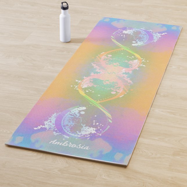 Esterilla De Yoga Símbolo infinito, arcoiris holográfico, personaliz (In situ)