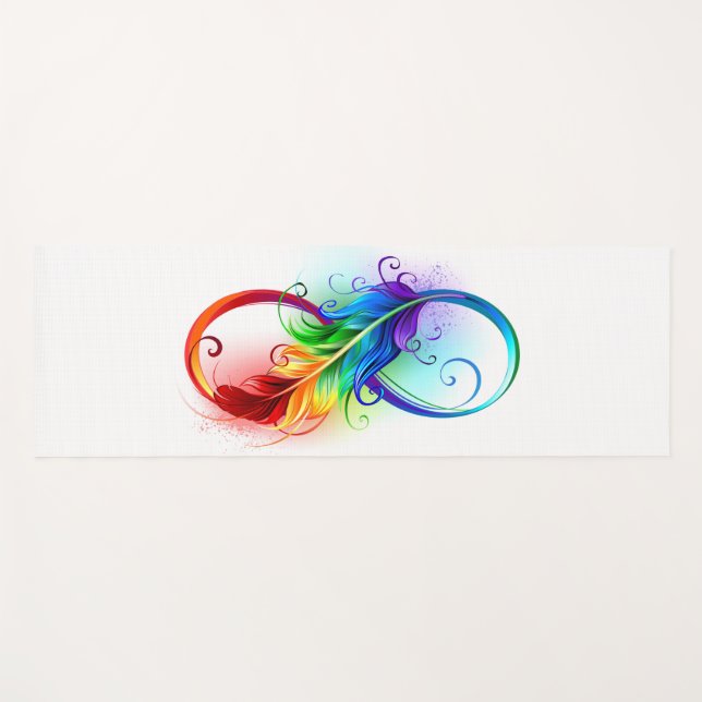 Esterilla De Yoga Símbolo infinito con plumas arcoiris (Anverso (horizontal))