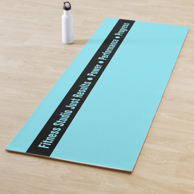 Esterilla De Yoga Simple Custom Fitness Text Black & Electric-Blue (In situ)