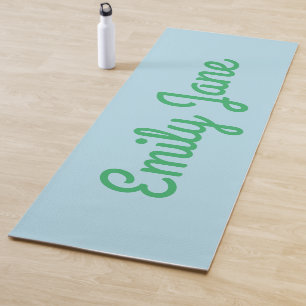 Esterilla De Yoga Simple Cute Azul Verde Escritura Nombre Personaliz