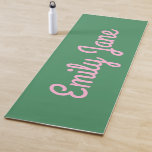 Esterilla De Yoga Simple Cute Pink and Green Script Personalized<br><div class="desc">This personalized yoga mat features a rich green background paired with soft pink script lettering for a playful, modern look. Designed to add personality to home workouts, yoga sessions, and studio classes while making it easy to spot your mat. A fun and thoughtful option for anyone who loves movement, wellness,...</div>