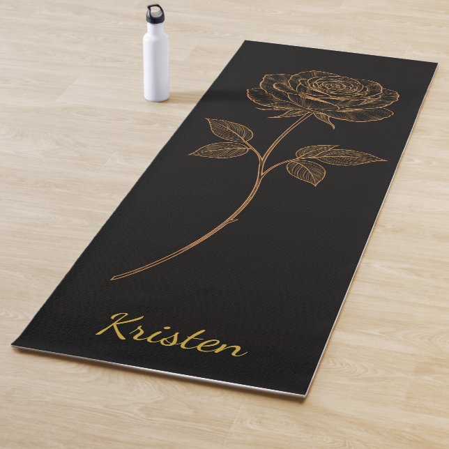 Esterilla De Yoga Simple Line Art Rose Custom Name (In situ)