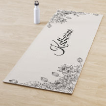Simple Moderno Nombre de Floral Script Crema Lotus