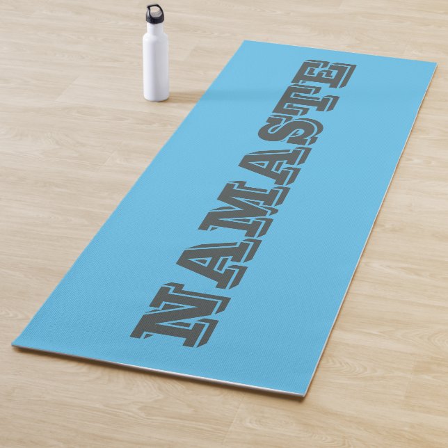 Esterilla De Yoga Simple Namaste Blue Gray Typographic (In situ)