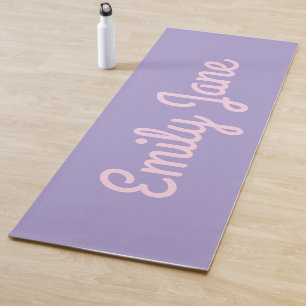 Esterilla De Yoga Simple Rosa y Morado Script Personalizado