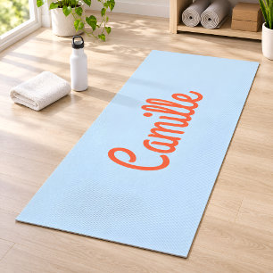Esterilla De Yoga Simple y lindo script personalizado azul y naranja