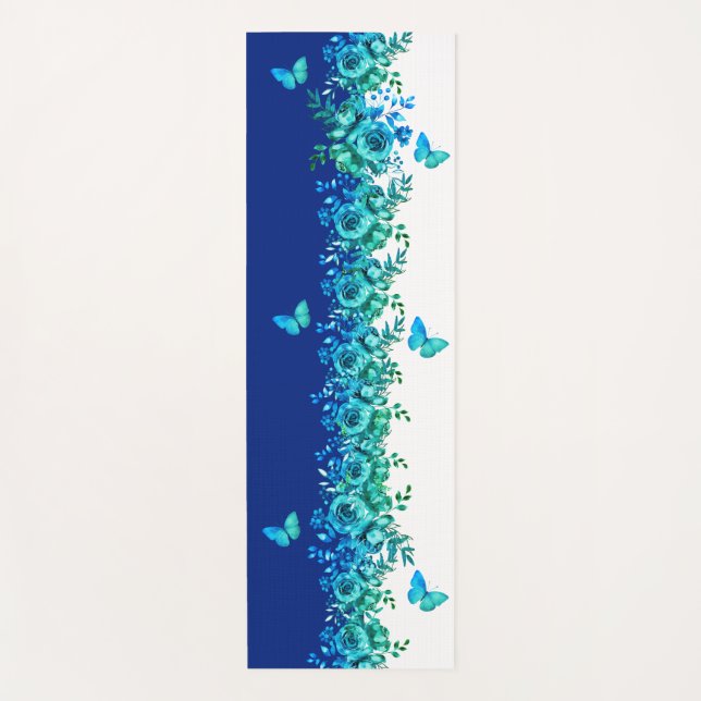 Esterilla De Yoga Sinfonía de Pétalos Azules  (Anverso)