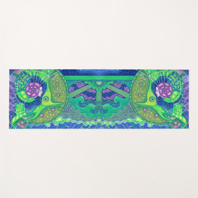 Esterilla De Yoga Sirena y pescado, fantasía submarina, arte náutico (Anverso (horizontal))