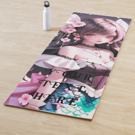 Esterilla De Yoga Sirenita de color marrón con flores rosas en el pe