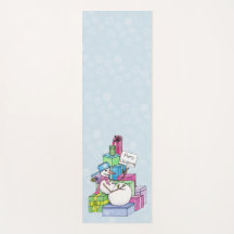 Snowman escalando en regalos