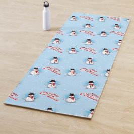Esterilla De Yoga Snowman tradicional con Feliz Navidad en AZUL