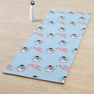 Esterilla De Yoga Snowman tradicional con Feliz Navidad en AZUL