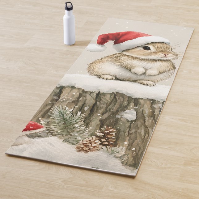 Esterilla De Yoga Snowy Forest Winter Woodland Christmas Bunny Bird  (In situ)