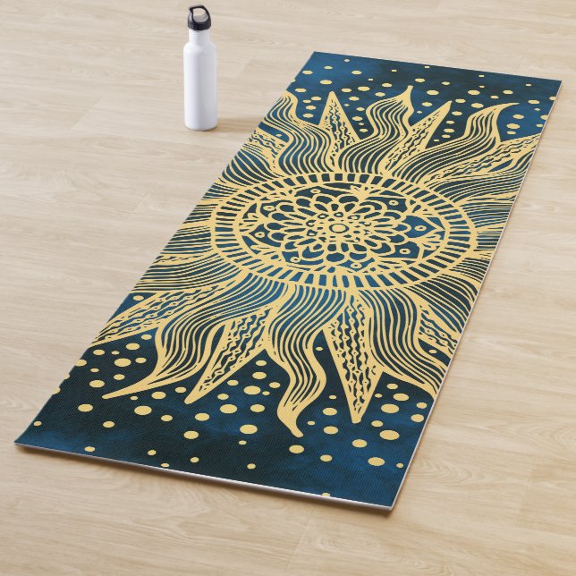 Esterilla De Yoga Sol de Mandala de oro azul celestial (In situ)