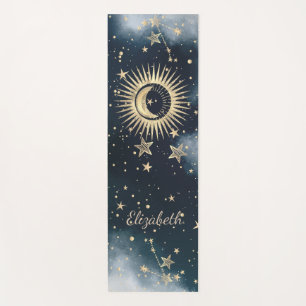 Esterilla De Yoga Sol de oro celeste, luna, cielo nocturno de estrel