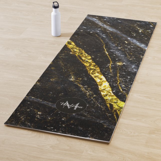 Esterilla De Yoga Sparkly line oro moda negra abstracto Monograma (In situ)