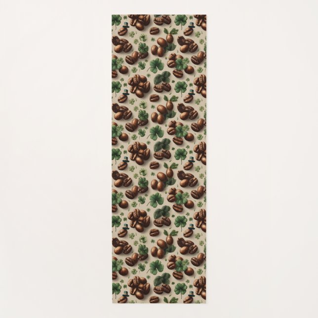 Esterilla De Yoga St. Patrick’s Day Coffee & Shamrock Pattern (Anverso)